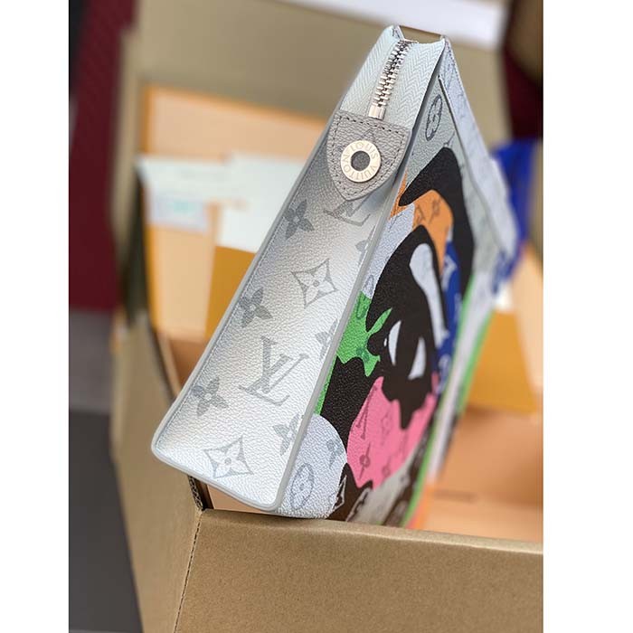 Louis Vuitton LV Unisex Pochette Voyage Multicolor Monogram Coated Canvas Cowhide Leather