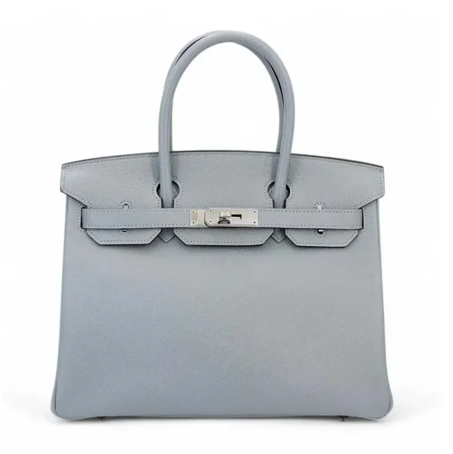 Hermes Birkin 25 Bag in Epsom Leather with Silver Hardware-Bleu Glacier