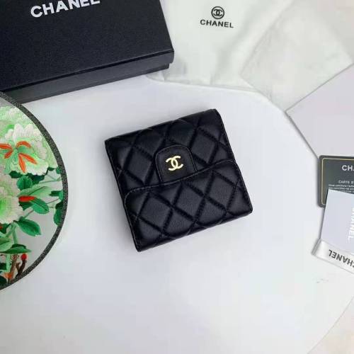 Chanel Women Classic Small Flap Wallet in Lambskin & Gold-Tone Metal-Black