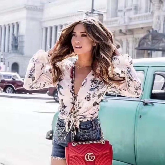 Gucci GG Women GG Marmont Small Matelassé Shoulder Bag Red Double G