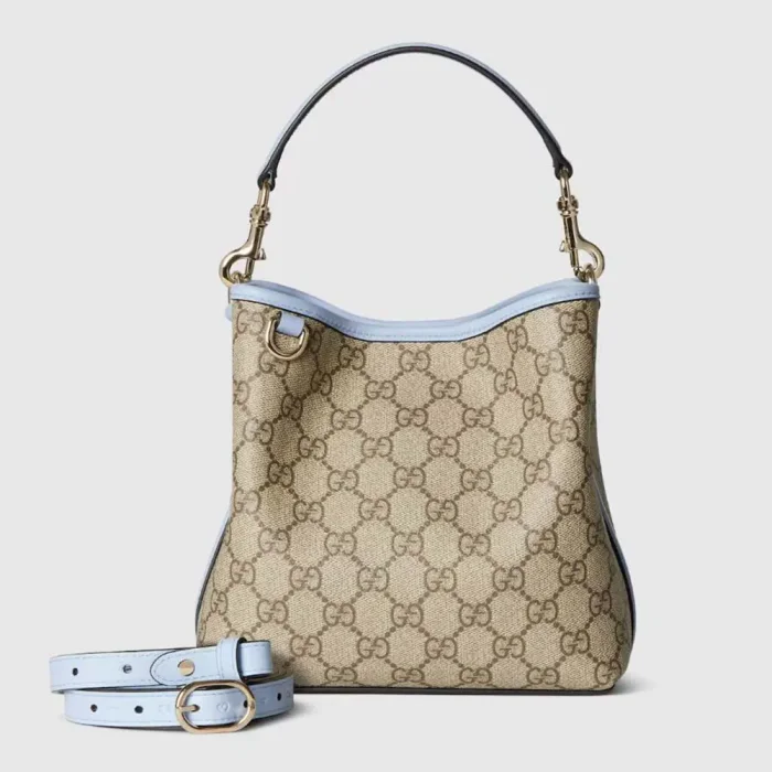 Gucci Women GG Emblem Small Bucket Bag-Light Blue 815118