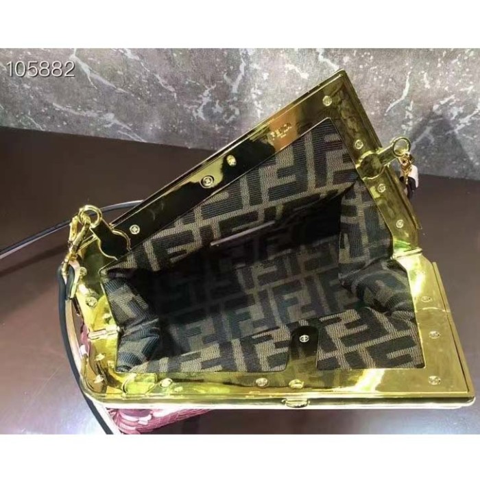 Fendi Women FF First Small Pink Sequinned Bag