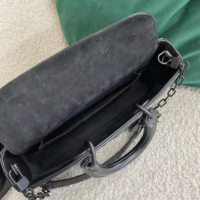 Dior Women Lady D-Joy Bag Black Cannage Calfskin with Diamond Motif