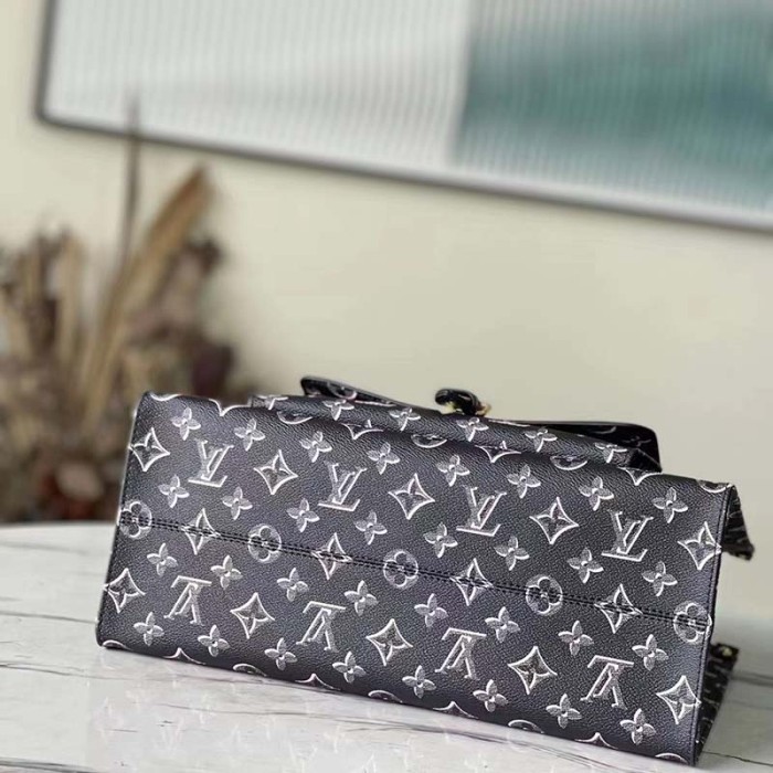 Louis Vuitton LV Unisex Onthego MM Tote Black Monogram Coated Canvas