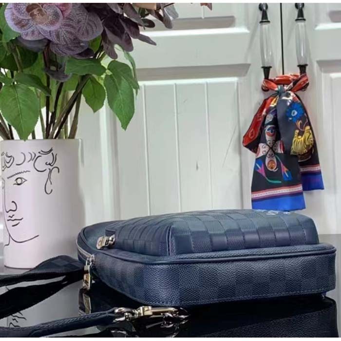 Louis Vuitton LV Unisex Avenue Slingbag Blue Sapphire Damier Infini Cowhide Leather Graphite Coated Canvas