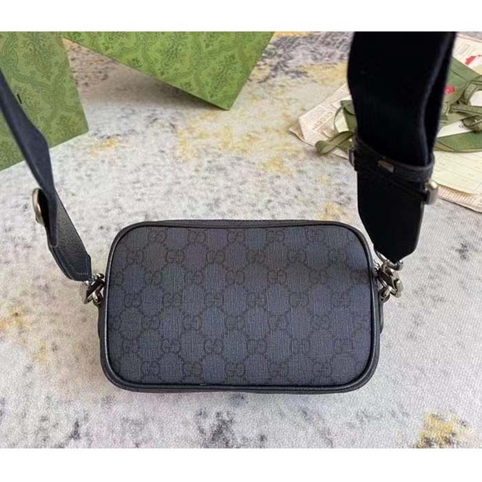 Gucci Unisex Ophidia GG Mini Bag Blue Dark Blue GG Supreme Canvas Leather Double G