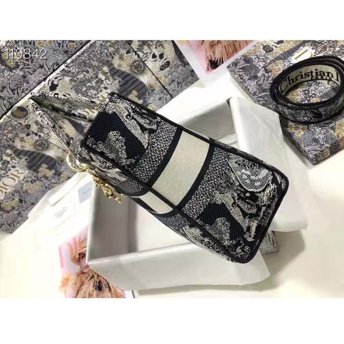 Dior Unisex Small Dior Book Tote Blue Toile De Jouy Embroidery