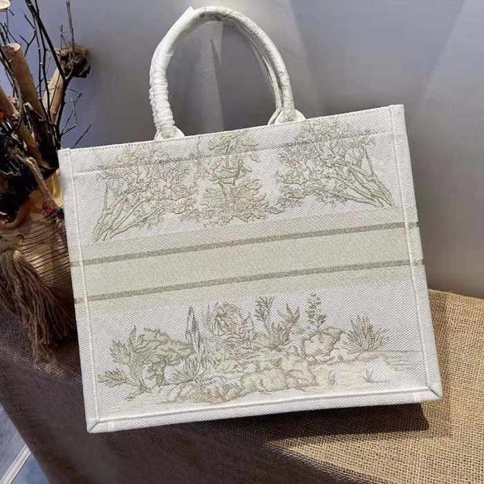 Dior Women Dior Book Tote Gold-Tone Around the World Stella Embroidery