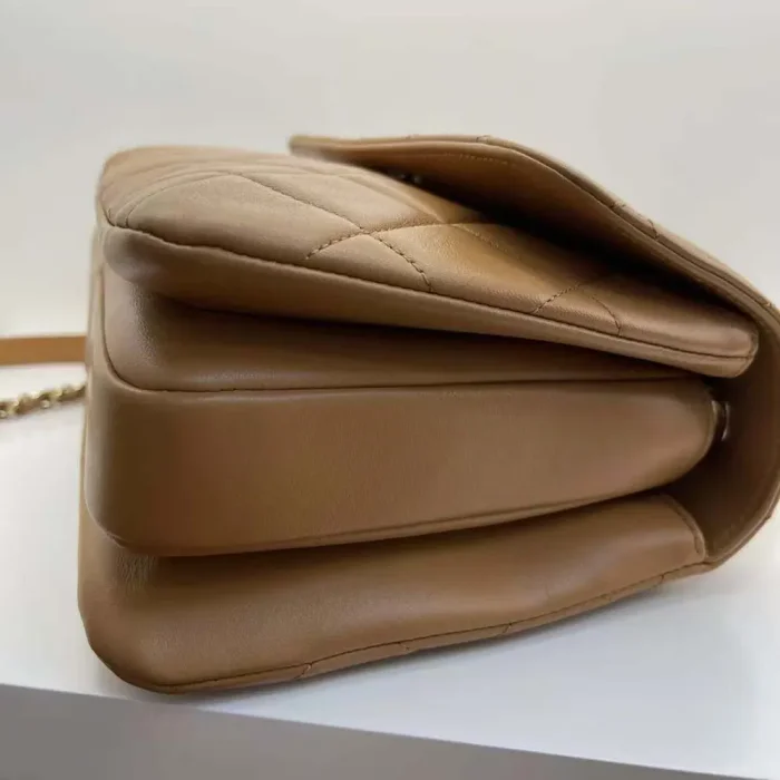 Chanel Women Mini Flap Bag with Top Handle Lambskin-Brown