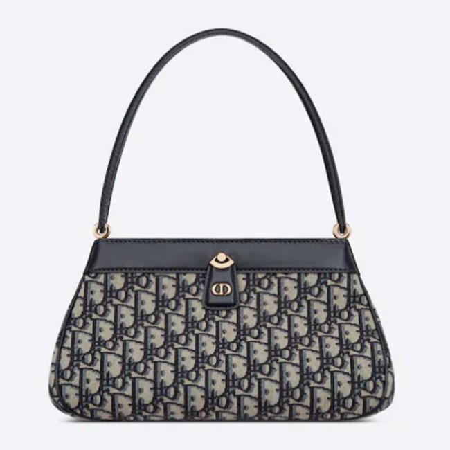 Dior Women CD Medium Dior Key Bag Blue Dior Oblique Jacquard