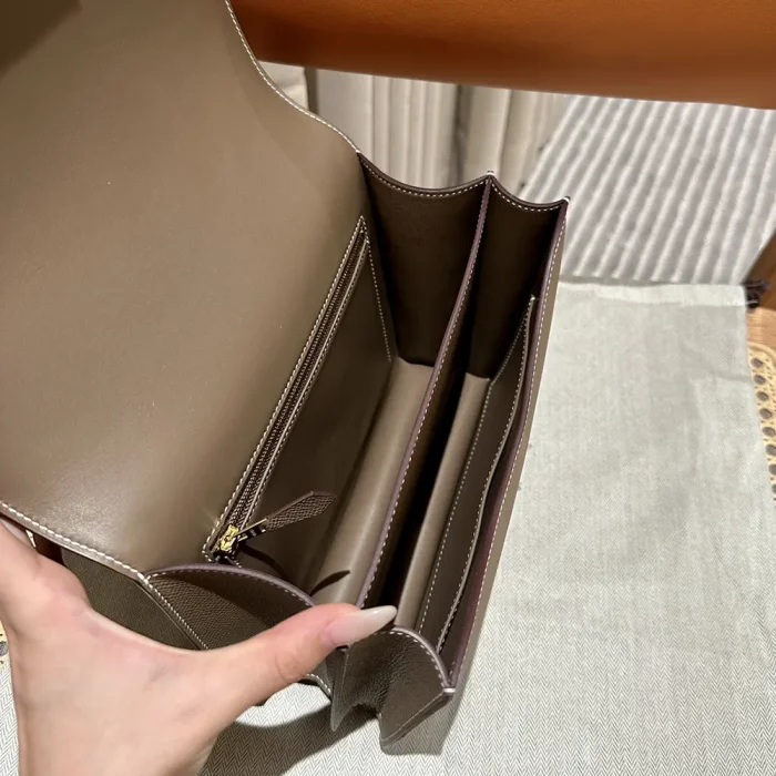 Hermes Women Constance 24 Bag Epsom Leather-Gray/Gold