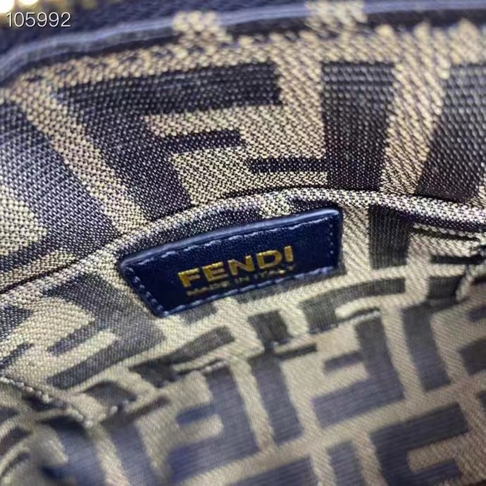 Fendi Women FF By The Way Mini Small Black Leather Boston Bag