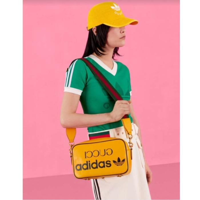 Gucci Unisex Adidas x Gucci Small Shoulder Bag Yellow Leather Interlocking G