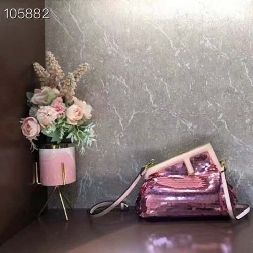 Fendi Women FF First Small Pink Sequinned Bag