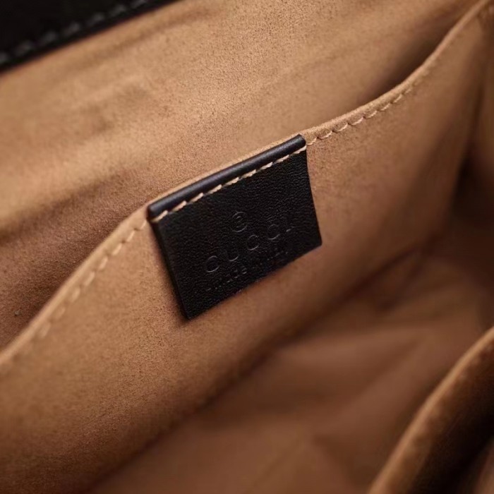 Gucci Women Padlock GG Small Shoulder Bag Black Beige Ebony Supreme Canvas