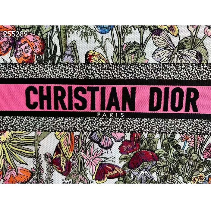 Dior Women CD Medium Book Tote White Multicolor Mexico Millefiori Embroidery