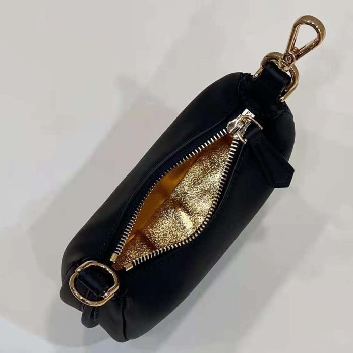 Fendi Women Nano Fendigraphy Black Leather Charm