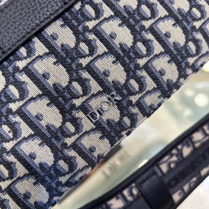 Dior Unisex CD Mini Safari Bag Strap Beige Black Dior Oblique Jacquard