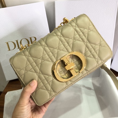Dior Women CD Small Dior Caro Bag Beige Supple Cannage Calfskin