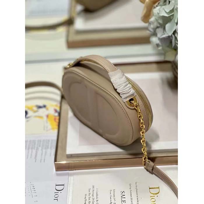 Dior Women CD Signature Oval Camera Bag Caramel Beige Calfskin Embossed