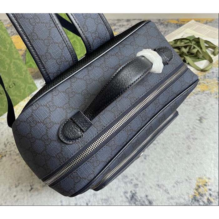 Gucci Unisex Ophidia GG Medium Backpack Navy Blue Black GG Supreme Canvas Double G