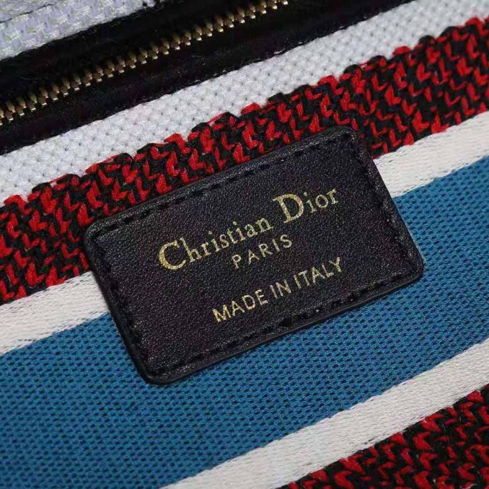 Dior Women Medium Lady D-lite Bag Latte Multicolor Dior Constellation Embroidery-White