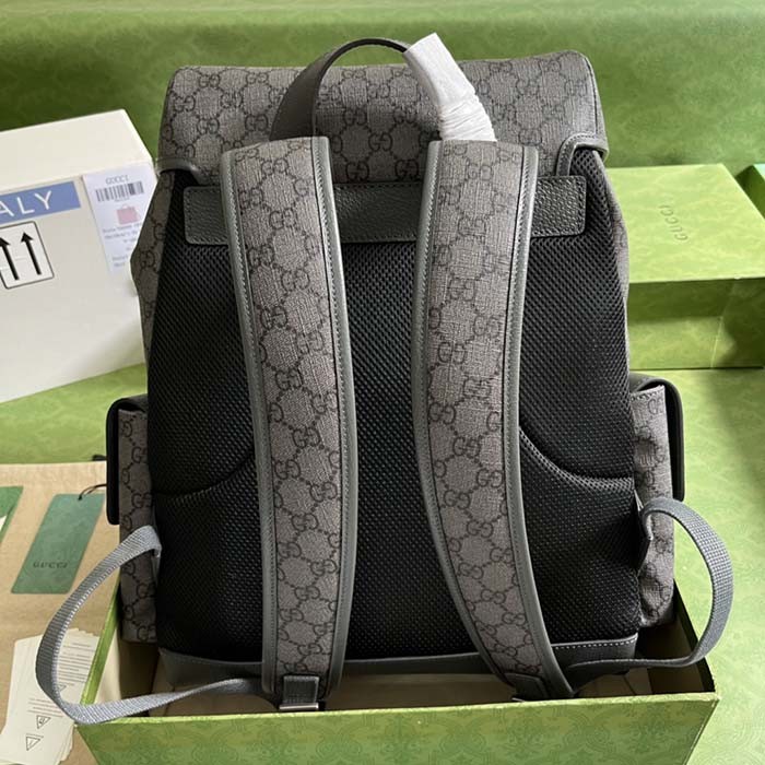 Gucci Unisex Ophidia GG Medium Backpack Grey Black GG Supreme Canvas