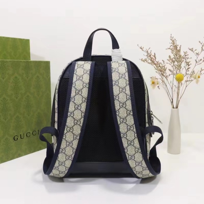 Gucci Unisex Ophidia GG Small Backpack Beige Blue GG Supreme Canvas
