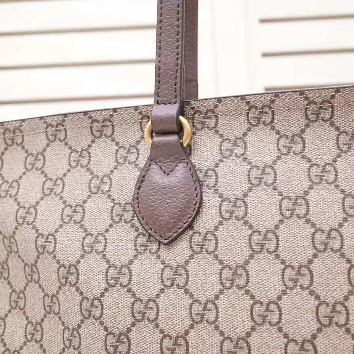 Gucci GG Women Ophidia GG Medium Tote in Beige/Ebony Soft GG Supreme