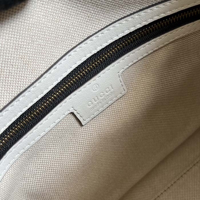 Gucci Unisex Small Canvas Top Handle Bag Double G White Black Original GG Canvas