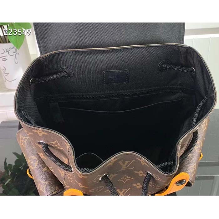 Louis Vuitton LV Unisex Christopher MM Backpack Radiant Sun Monogram Macassar Coated Canvas