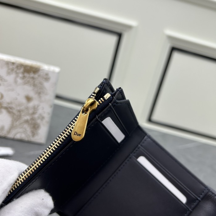 Dior Unisex CD Saddle 5-Gusset Card Holder Blue Dior Oblique Jacquard