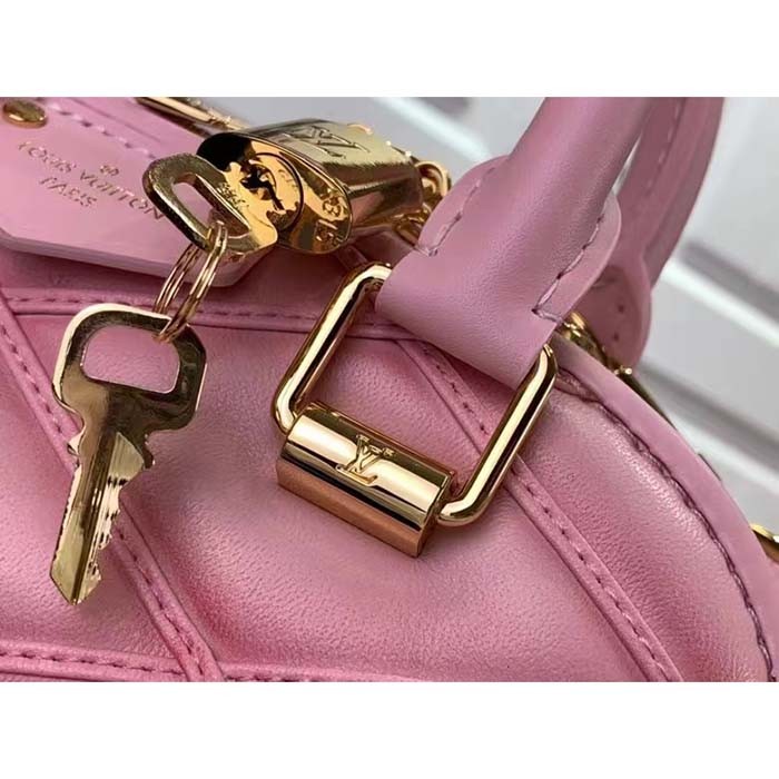Louis Vuitton LV Women Alma BB Handbag Rosabella Pink Lamb Cowhide Leather
