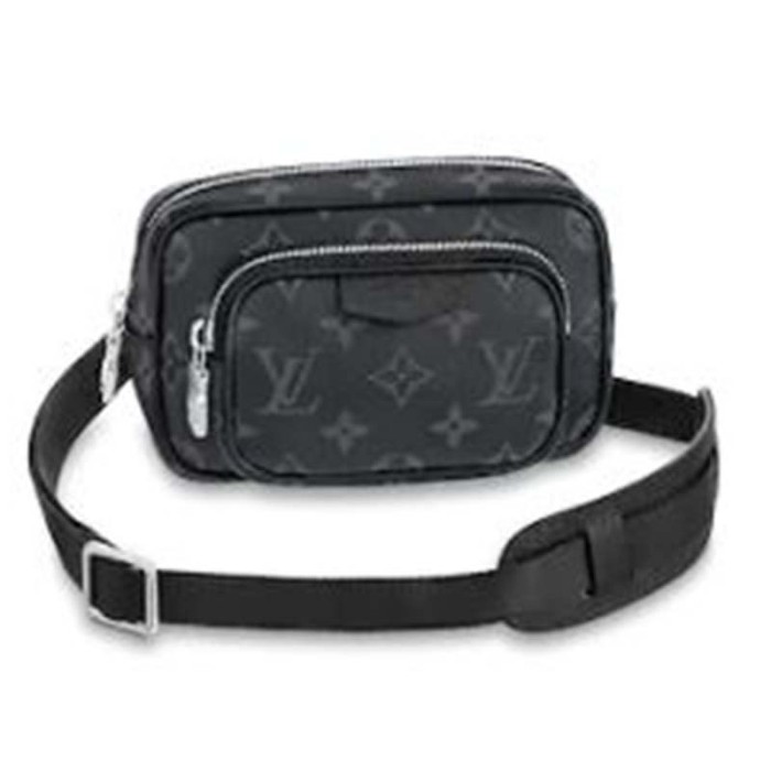 Louis Vuitton LV Men Outdoor Pouch Taigarama Noir Black Coated Canvas Cowhide Leather