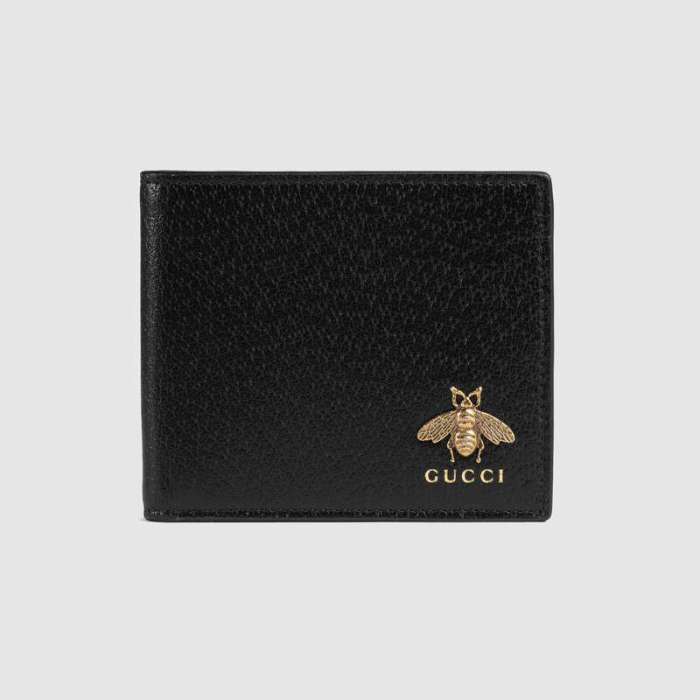 Gucci GG Unisex Animalier Leather Wallet in Black Leather