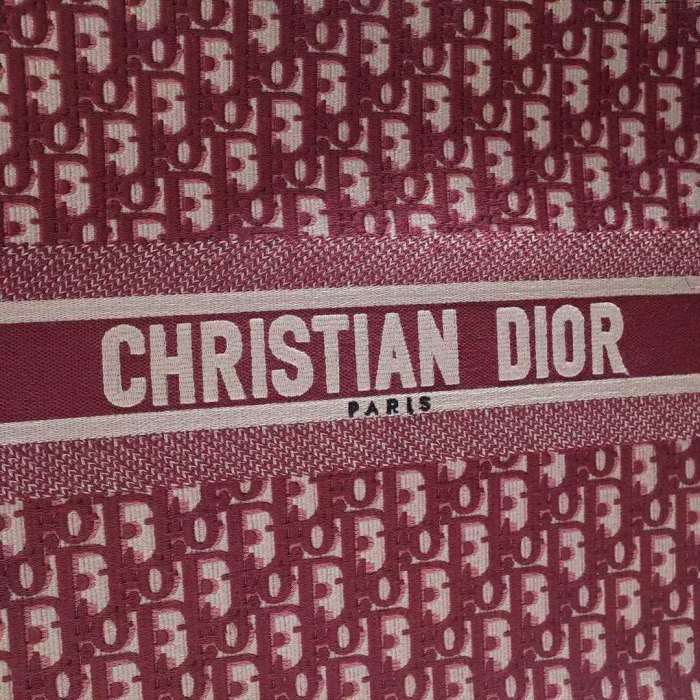 Dior Unisex Dior Book Tote Maroon Dior Oblique Embroidered Velvet