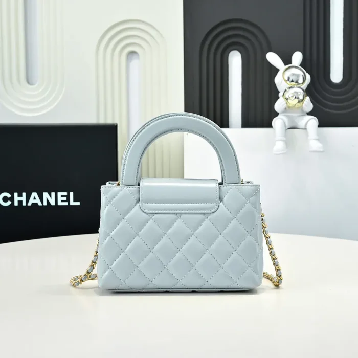 Chanel Women CC Mini Kelly Shopping Bag Shiny Aged Calfskin-Blue