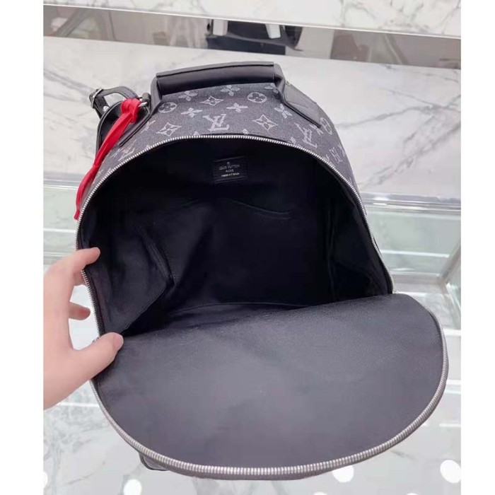 Louis Vuitton LV Unisex Backpack Multipocket Black Monogram Denim Taurillon Cowhide Leather