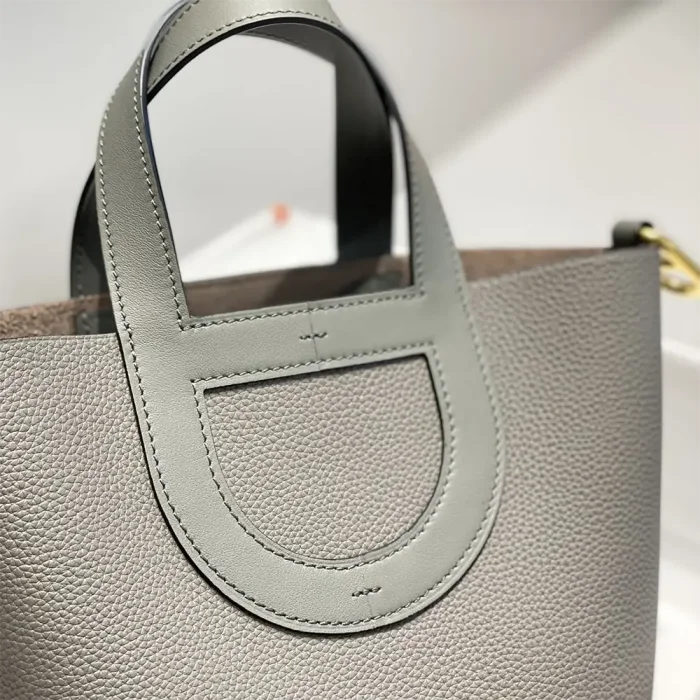 Hermes Women In the Loop 18 Handbag Clemence Leather-Gray/Gold