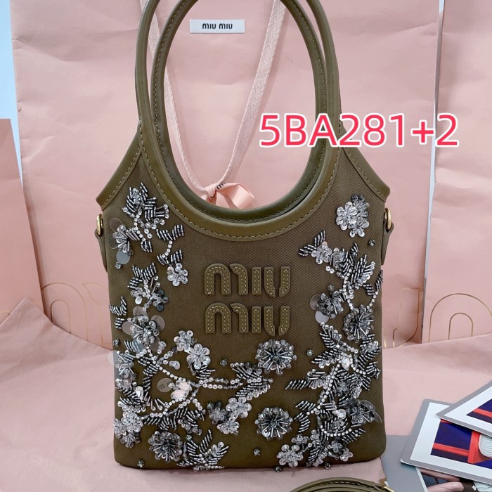 5BA281 miu new beaded embroidered ivy bag