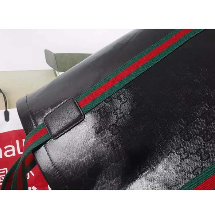 Gucci Unisex GG Crystal Medium Tote Bag Black GG Crystal Canvas Leather