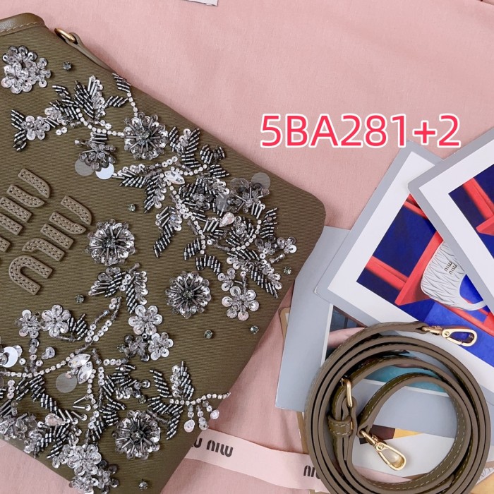 5BA281 miu new beaded embroidered ivy bag