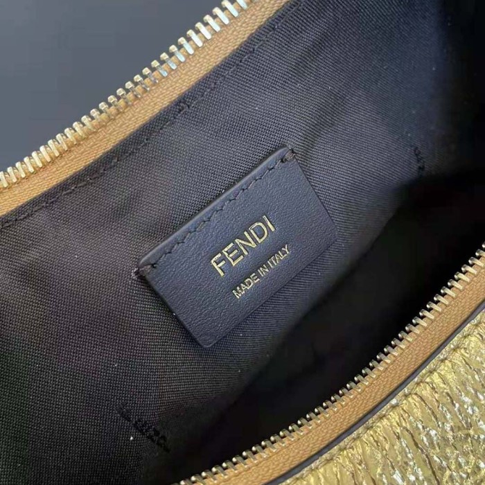 Fendi Women Fendigraphy Small Gold Laminated Leather Bag