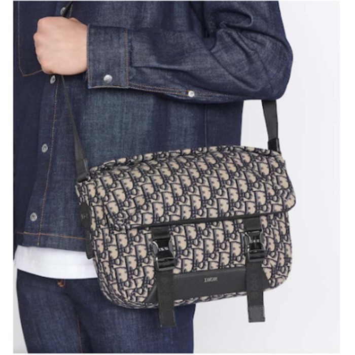 Dior Unisex CD Dior Explorer Bag Beige Black Dior Oblique Jacquard