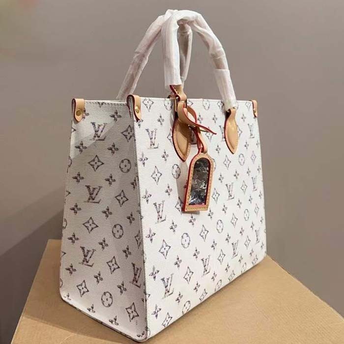 Louis Vuitton LV Unisex OnTheGo MM Multicolor Beige Monogram Jacquard Fabric M24708