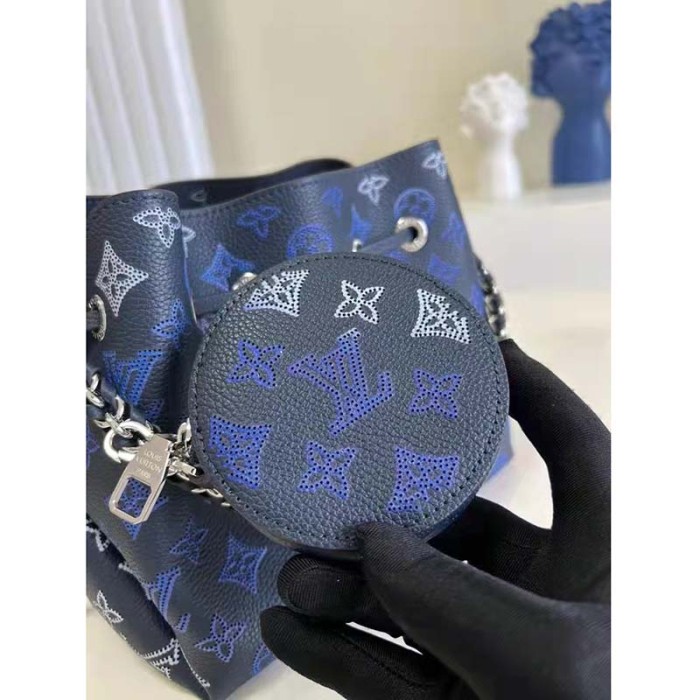 Louis Vuitton LV Unisex Bella Bag Navy Blue Mahina Calfskin