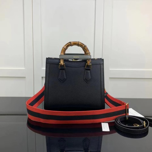 Gucci GG Women Diana Small Tote Bag Double G Black Leather