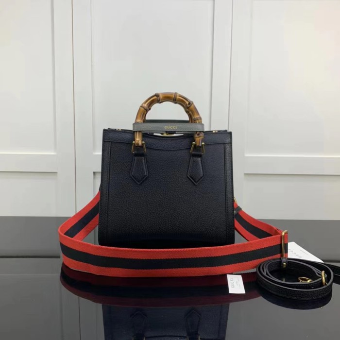 Gucci GG Women Diana Small Tote Bag Double G Black Leather