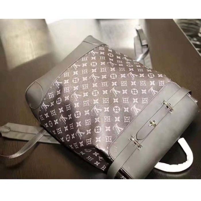 Louis Vuitton LV Men Steamer Backpack in Monogram Eclipse Canvas-Grey