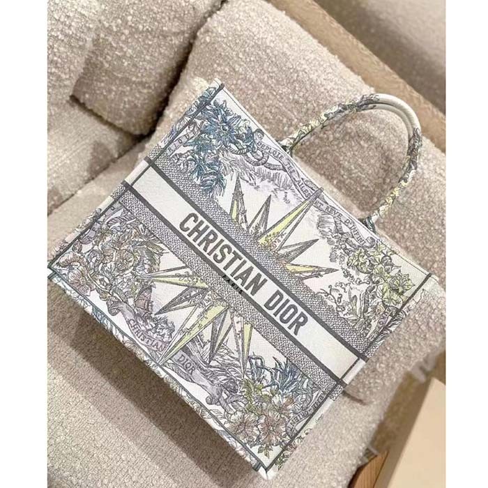 Dior Women CD Large Book Tote White Multicolor Rêve D'Infini Embroidery